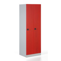 Garderobenschrank aus Stahl, zerlegt, Tür rot, Codeschloss