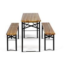 Gartenset - 2x Biergartengarnitur ohne Rückenlehne + 1x Tisch, klappbar