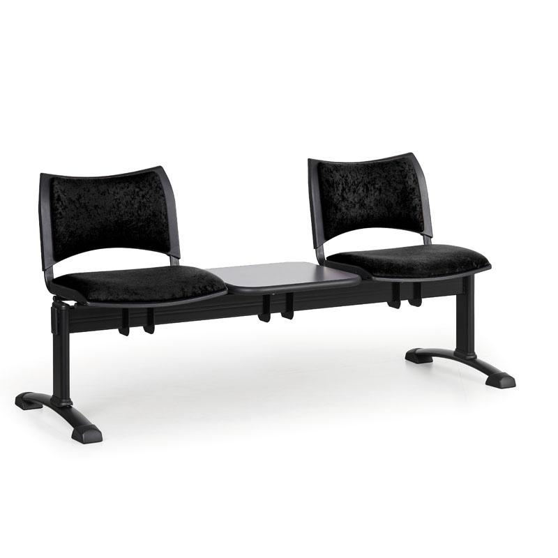 Gepolstert Wartezimmerbank, Traversenbank SMART, 2-sitzer + Tisch, schwarze Füße