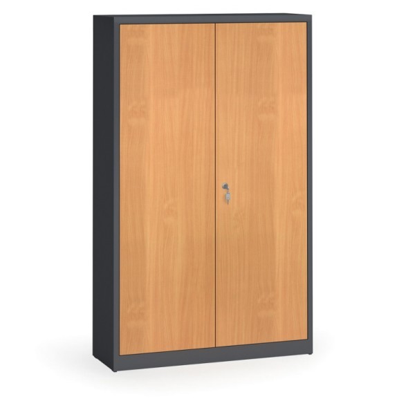 geschweißter Schrank mit lamin. Türen, 1950 x 1200 x 400 mm, RAL 7016