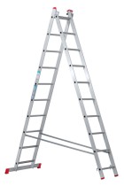 Hliníkový dvojdielny výsuvný viacúčelový rebrík HOBBY, 2x10 priečok, 4,5 m