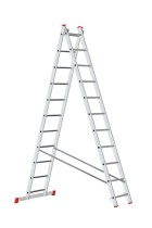 Hliníkový dvojdielny výsuvný viacúčelový rebrík HOBBY, 2x11 priečok, 5,06 m