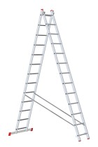 Hliníkový dvojdielny výsuvný viacúčelový rebrík HOBBY, 2x13 priečok, 6,18 m
