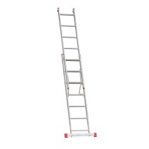 Hliníkový dvojdielny výsuvný viacúčelový rebrík HOBBY, 2x7 priečok, 3,1 m