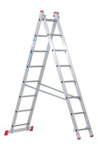 Hliníkový dvojdielny výsuvný viacúčelový rebrík HOBBY, 2x8 priečok, 3,38 m