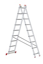 Hliníkový dvojdielny výsuvný viacúčelový rebrík HOBBY, 2x9 priečok, 3,94 m