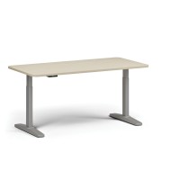 Höhenverstellbarer Schreibtisch, elektrisch, 675-1325 mm, abgerundete Ecken, Tischplatte 1680x800 mm, graues Untergestell, Birke