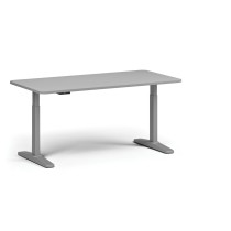 Höhenverstellbarer Schreibtisch, elektrisch, 675-1325 mm, abgerundete Ecken, Tischplatte 1680x800 mm, graues Untergestell, grau