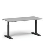 Höhenverstellbarer Schreibtisch, elektrisch, 675-1325 mm, abgerundete Ecken, Tischplatte 1680x800 mm, schwarzes Untergestell, grau