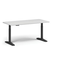 Höhenverstellbarer Schreibtisch, elektrisch, 675-1325 mm, abgerundete Ecken, Tischplatte 1680x800 mm, schwarzes Untergestell, weiß