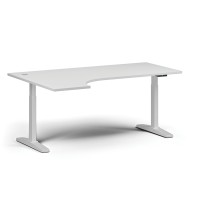 Höhenverstellbarer Schreibtisch, elektrisch, 675-1325 mm, Ecke links, Tischplatte 1800x1200 mm, weißes Untergestell, weiß