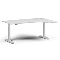 Höhenverstellbarer Schreibtisch, elektrisch, 675-1325 mm, Ecke rechts, Tischplatte 1800x1200 mm, weißes Untergestell, weiß