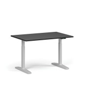 Höhenverstellbarer Schreibtisch, elektrisch, 675-1325 mm, Tischplatte 1200x800 mm, weißes Untergestell, graphit