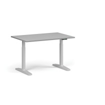 Höhenverstellbarer Schreibtisch, elektrisch, 675-1325 mm, Tischplatte 1200x800 mm, weißes Untergestell, grau