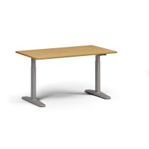 Höhenverstellbarer Schreibtisch, elektrisch, 675-1325 mm, Tischplatte 1400x800 mm, graues Untergestell, Buche