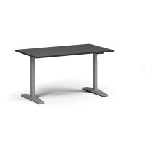 Höhenverstellbarer Schreibtisch, elektrisch, 675-1325 mm, Tischplatte 1400x800 mm, graues Untergestell, graphit