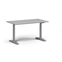 Höhenverstellbarer Schreibtisch, elektrisch, 675-1325 mm, Tischplatte 1400x800 mm, graues Untergestell, grau