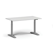 Höhenverstellbarer Schreibtisch, elektrisch, 675-1325 mm, Tischplatte 1400x800 mm, graues Untergestell, weiß