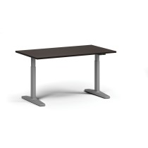 Höhenverstellbarer Schreibtisch, elektrisch, 675-1325 mm, Tischplatte 1400x800 mm, graues Untergestell, Wenge
