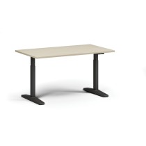 Höhenverstellbarer Schreibtisch, elektrisch, 675-1325 mm, Tischplatte 1400x800 mm, schwarzes Untergestell, Birke