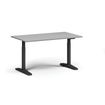 Höhenverstellbarer Schreibtisch, elektrisch, 675-1325 mm, Tischplatte 1400x800 mm, schwarzes Untergestell, grau