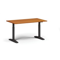 Höhenverstellbarer Schreibtisch, elektrisch, 675-1325 mm, Tischplatte 1400x800 mm, schwarzes Untergestell, Kirsche