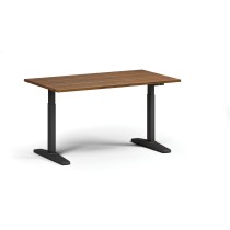 Höhenverstellbarer Schreibtisch, elektrisch, 675-1325 mm, Tischplatte 1400x800 mm, schwarzes Untergestell, Nussbaum