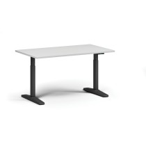 Höhenverstellbarer Schreibtisch, elektrisch, 675-1325 mm, Tischplatte 1400x800 mm, schwarzes Untergestell, weiß