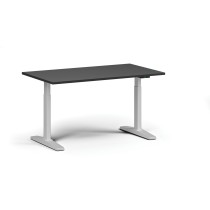 Höhenverstellbarer Schreibtisch, elektrisch, 675-1325 mm, Tischplatte 1400x800 mm, weißes Untergestell, graphit