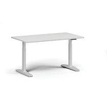 Höhenverstellbarer Schreibtisch, elektrisch, 675-1325 mm, Tischplatte 1400x800 mm, weißes Untergestell, weiß