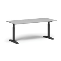 Höhenverstellbarer Schreibtisch, elektrisch, 675-1325 mm, Tischplatte 1480x800 mm, schwarzes Untergestell, grau