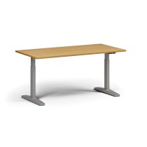 Höhenverstellbarer Schreibtisch, elektrisch, 675-1325 mm, Tischplatte 1600x800 mm, graues Untergestell, Buche