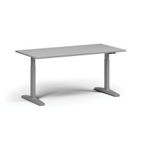 Höhenverstellbarer Schreibtisch, elektrisch, 675-1325 mm, Tischplatte 1600x800 mm, graues Untergestell, grau