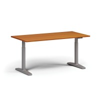 Höhenverstellbarer Schreibtisch, elektrisch, 675-1325 mm, Tischplatte 1600x800 mm, graues Untergestell, Kirsche