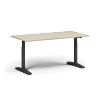 Höhenverstellbarer Schreibtisch, elektrisch, 675-1325 mm, Tischplatte 1600x800 mm, schwarzes Untergestell, Birke