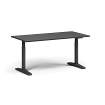 Höhenverstellbarer Schreibtisch, elektrisch, 675-1325 mm, Tischplatte 1600x800 mm, schwarzes Untergestell, graphit