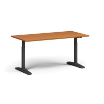 Höhenverstellbarer Schreibtisch, elektrisch, 675-1325 mm, Tischplatte 1600x800 mm, schwarzes Untergestell, Kirsche