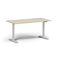 Höhenverstellbarer Schreibtisch, elektrisch, 675-1325 mm, Tischplatte 1600x800 mm, weißes Untergestell