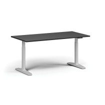 Höhenverstellbarer Schreibtisch, elektrisch, 675-1325 mm, Tischplatte 1600x800 mm, weißes Untergestell, graphit