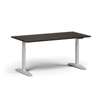 Höhenverstellbarer Schreibtisch, elektrisch, 675-1325 mm, Tischplatte 1600x800 mm, weißes Untergestell, Wenge