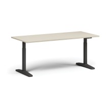 Höhenverstellbarer Schreibtisch, elektrisch, 675-1325 mm, Tischplatte 1800x800 mm, schwarzes Untergestell, Birke