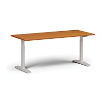 Höhenverstellbarer Schreibtisch, elektrisch, 675-1325 mm, Tischplatte 1800x800 mm, weißes Untergestell, Kirsche