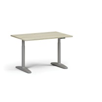Höhenverstellbarer Schreibtisch OBOL, elektrisch, 675-1325 mm, Tischplatte 1200x800 mm, graues abgerundetes Untergestell, Eiche natur