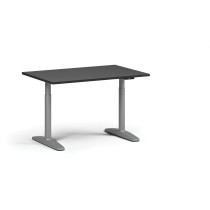 Höhenverstellbarer Schreibtisch OBOL, elektrisch, 675-1325 mm, Tischplatte 1200x800 mm, graues abgerundetes Untergestell, graphit