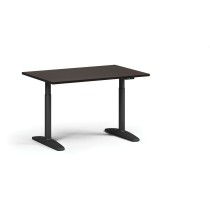 Höhenverstellbarer Schreibtisch OBOL, elektrisch, 675-1325 mm, Tischplatte 1200x800 mm, schwarzes abgerundetes Untergestell, Wenge