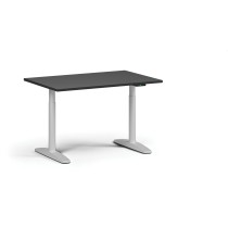 Höhenverstellbarer Schreibtisch OBOL, elektrisch, 675-1325 mm, Tischplatte 1200x800 mm, weißes abgerundetes Untergestell, graphit