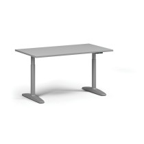 Höhenverstellbarer Schreibtisch OBOL, elektrisch, 675-1325 mm, Tischplatte 1400x800 mm, graues abgerundetes Untergestell, grau