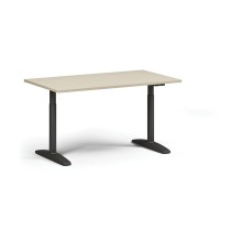 Höhenverstellbarer Schreibtisch OBOL, elektrisch, 675-1325 mm, Tischplatte 1400x800 mm, schwarzes abgerundetes Untergestell