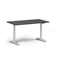 Höhenverstellbarer Schreibtisch OBOL, elektrisch, 675-1325 mm, Tischplatte 1400x800 mm, weißes abgerundetes Untergestell, graphit