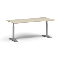 Höhenverstellbarer Schreibtisch OBOL, elektrisch, 675-1325 mm, Tischplatte 1800x800 mm, graues abgerundetes Untergestell